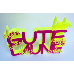 Gute Laune 3D Druck Schriftzug Motto Schild Aufsteller Neon